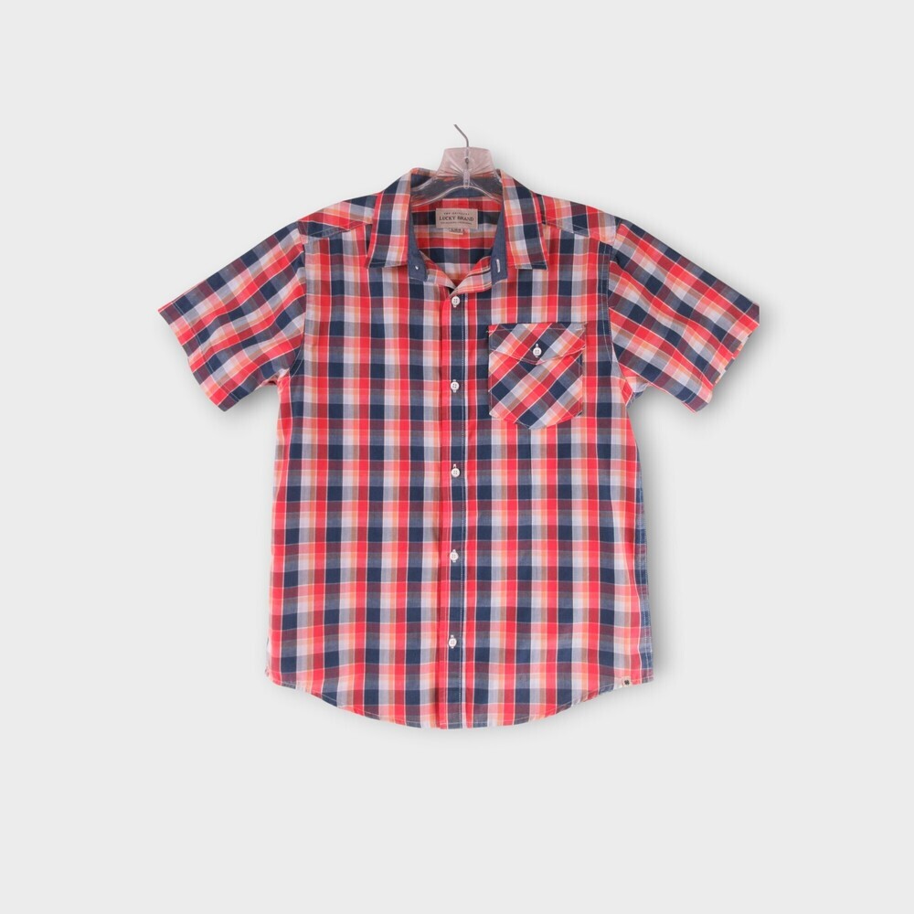 Lucky Brand Short Sleeve Yoke Shirt Size L cotton classic weekend